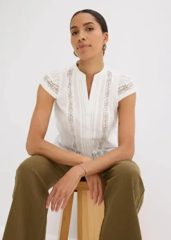Damen bonprix Blusen & Tuniken|Shirts & Tops|Blusentop aus reiner Baumwolle