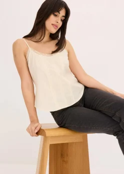 Damen bonprix Blusen & Tuniken|Shirts & Tops|Blusentop mit Lochstickerei aus reiner Baumwolle