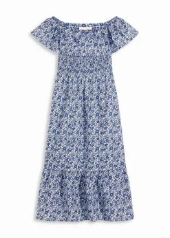 Hot Boho-Midikleid mit Carmenausschnitt aus leichter Baumwolle Damen Kleider