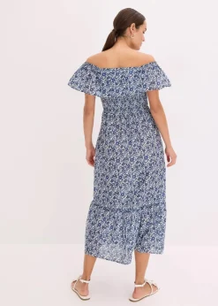 Hot Boho-Midikleid mit Carmenausschnitt aus leichter Baumwolle Damen Kleider