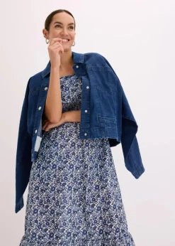 Hot Boho-Midikleid mit Carmenausschnitt aus leichter Baumwolle Damen Kleider