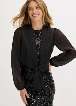 Damen bonprix Bekleidung·Hosen|Festliche Mode|Bolero aus feinem Tüll mit Binde-Detail