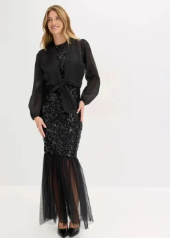 Damen bonprix Bekleidung·Hosen|Festliche Mode|Bolero aus feinem Tüll mit Binde-Detail