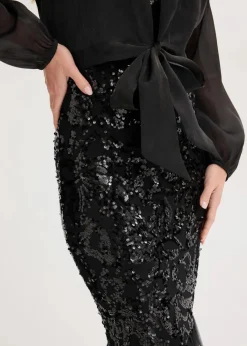 Damen bonprix Bekleidung·Hosen|Festliche Mode|Bolero aus feinem Tüll mit Binde-Detail