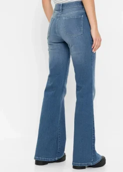 Damen bonprix Kurzgrößen|Bekleidung·Shirts & Tops|Bootcut Jeans Mid Waist, Bio-Baumwolle