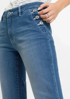 Damen bonprix Kurzgrößen|Bekleidung·Shirts & Tops|Bootcut Jeans Mid Waist, Bio-Baumwolle