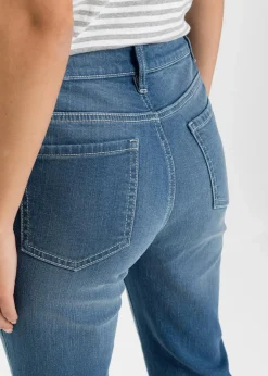 Damen bonprix Kurzgrößen|Bekleidung·Shirts & Tops|Bootcut Jeans Mid Waist, Bio-Baumwolle