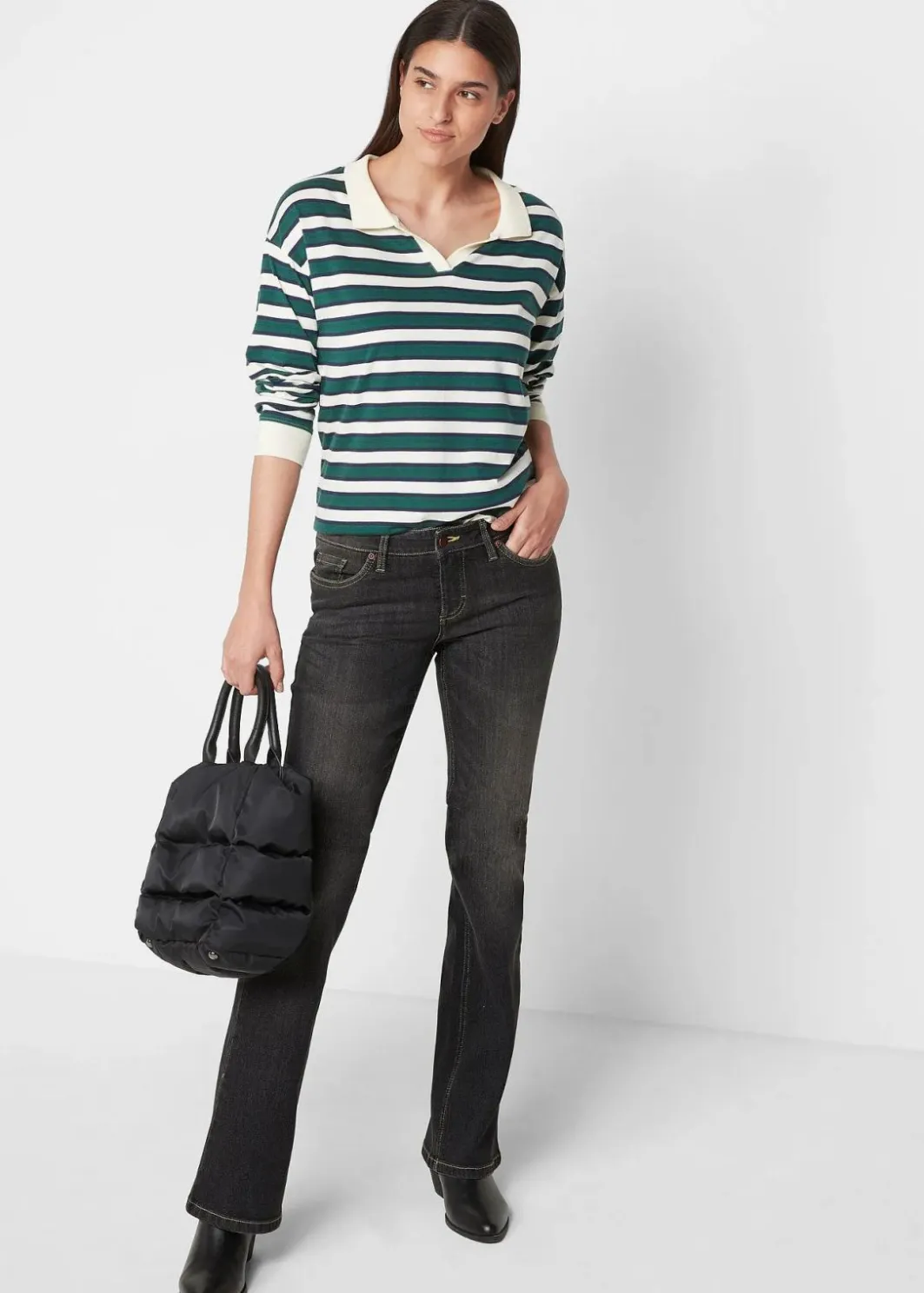 Damen bonprix Jeans|Bekleidung·Shirts & Tops|Bootcut Jeans Mid Waist, Komfort-Stretch