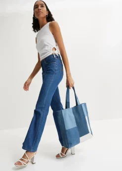 Damen bonprix Jeans|Kurzgrößen|Bootcut Jeans Mid Waist, Stretch