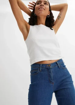 Damen bonprix Jeans|Kurzgrößen|Bootcut Jeans Mid Waist, Stretch