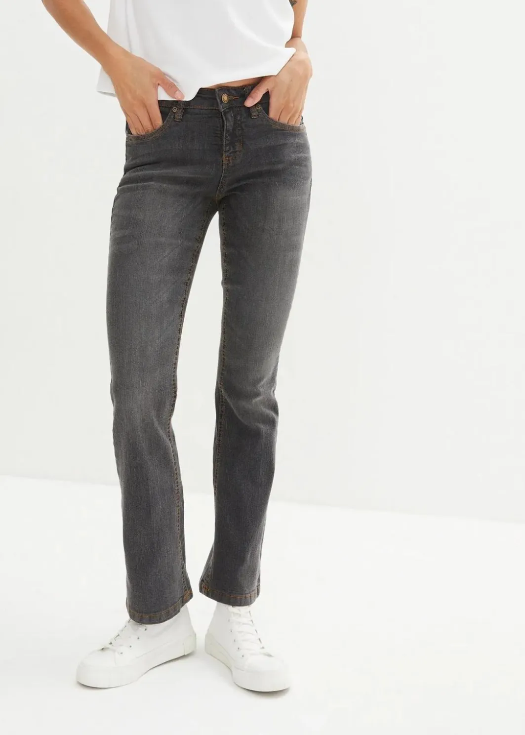 Clearance Bootcut Jeans Mid Waist, Stretch Damen Jeans|Kurzgrößen