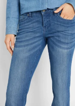 Damen bonprix Jeans|Kurzgrößen|Bootcut Jeans Mid Waist, Stretch