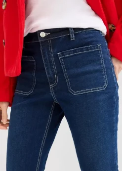 Damen bonprix Kurzgrößen|Bekleidung·Shirts & Tops|Bootcut-Jeans High Waist, Stretch Full Length