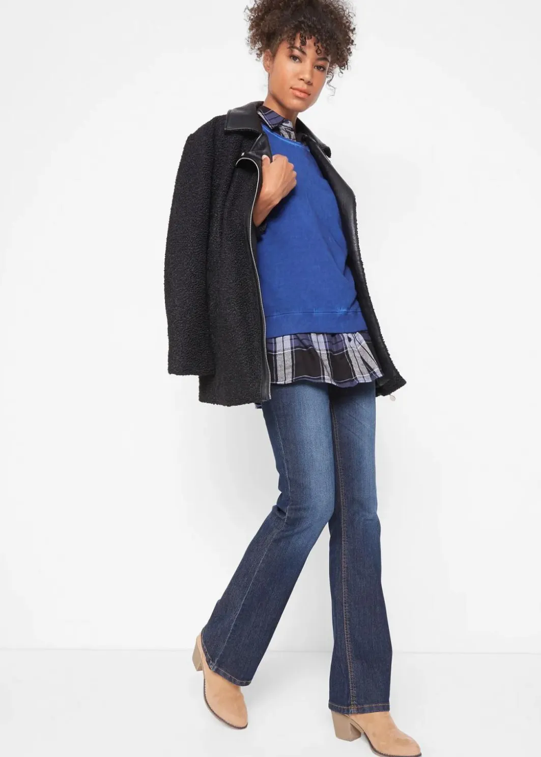 Sale Bootcut-Jeans Mid Waist, Komfort-Stretch Damen Jeans|Kurzgrößen