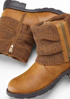 Damen bonprix Schuhe & Accessoires In Spezialgrößen·Schuhe In Übergröße|Boots|Boots mit Strickeinsatz