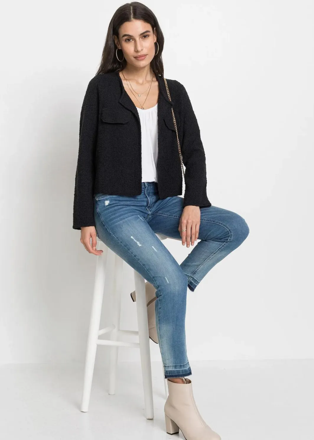 Damen bonprix Pullover & Strickjacken|Strickmode|Bouclé Strickjacke