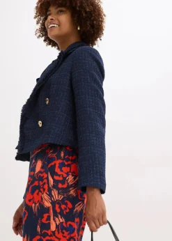 Damen bonprix Bekleidung·Basics|Nachhaltigere Materialien|Bouclé-Blazer mit dekorativen Knöpfen