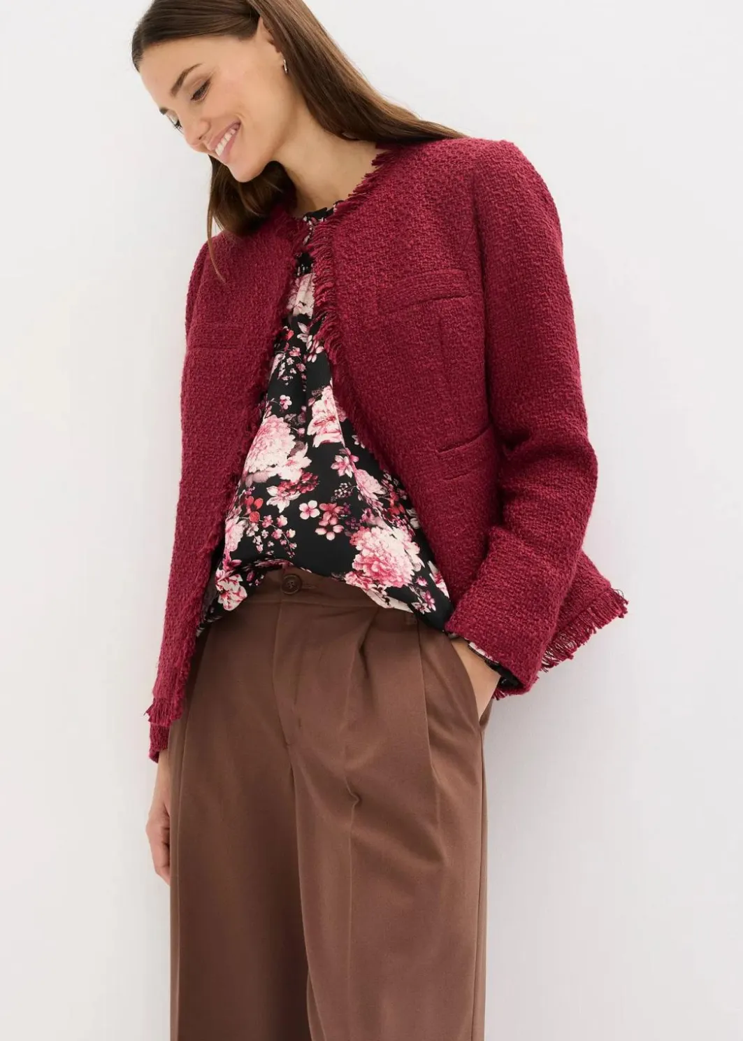 Damen bonprix Jacken & Mäntel|Bekleidung·Hosen|Bouclé-Jacke