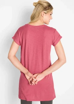Clearance Boxy-Longshirt mit kurzen Ärmeln Damen Shirts & Tops|Basics