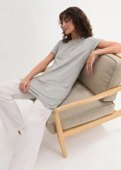 Damen bonprix Shirts & Tops|Basics|Boxy-Longshirt mit kurzen Ärmeln