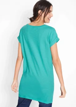 Damen bonprix Shirts & Tops|Basics|Boxy-Longshirt mit kurzen Ärmeln