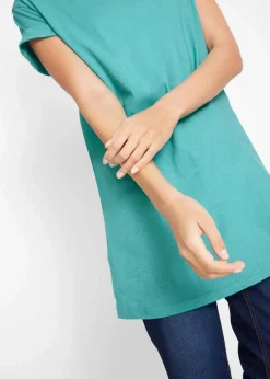 Damen bonprix Shirts & Tops|Basics|Boxy-Longshirt mit kurzen Ärmeln