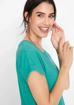 Damen bonprix Shirts & Tops|Basics|Boxy-Longshirt mit kurzen Ärmeln