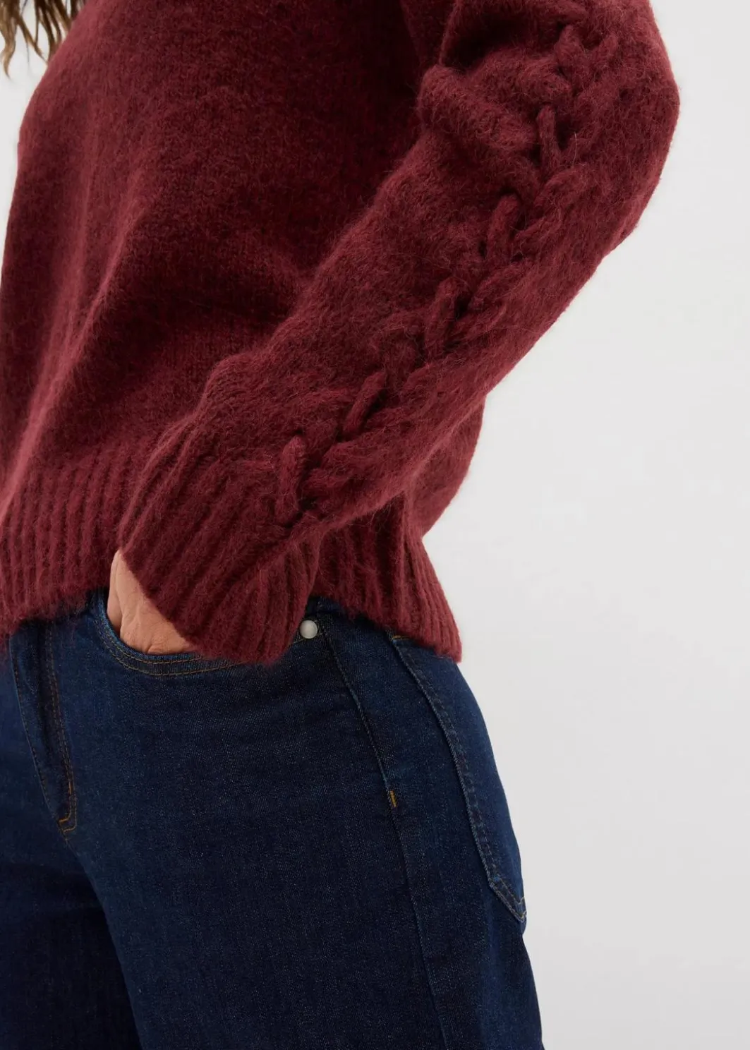 Sale Boxy-Pullover mit geflochtenen Ärmeln Damen Strickmode|Pullover & Strickjacken