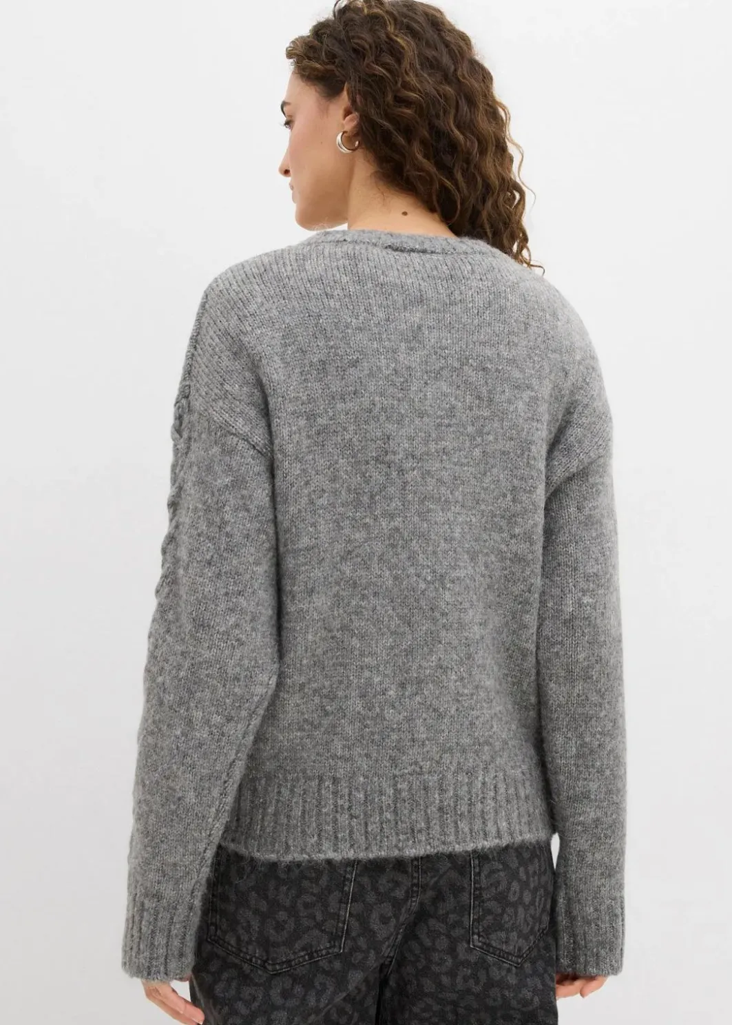 Damen bonprix Bekleidung·Umstandsmode|Bekleidung·Jeans|Boxy-Pullover mit geflochtenen Ärmeln