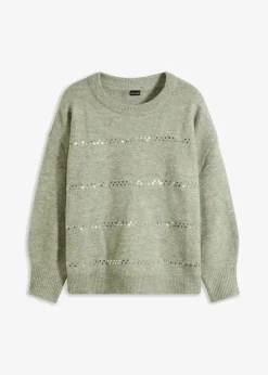 Damen bonprix Bekleidung·Umstandsmode|Strickmode|Boxy-Pullover mit Pailletten