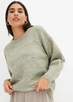 Damen bonprix Bekleidung·Umstandsmode|Strickmode|Boxy-Pullover mit Pailletten