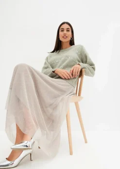 Damen bonprix Bekleidung·Umstandsmode|Strickmode|Boxy-Pullover mit Pailletten