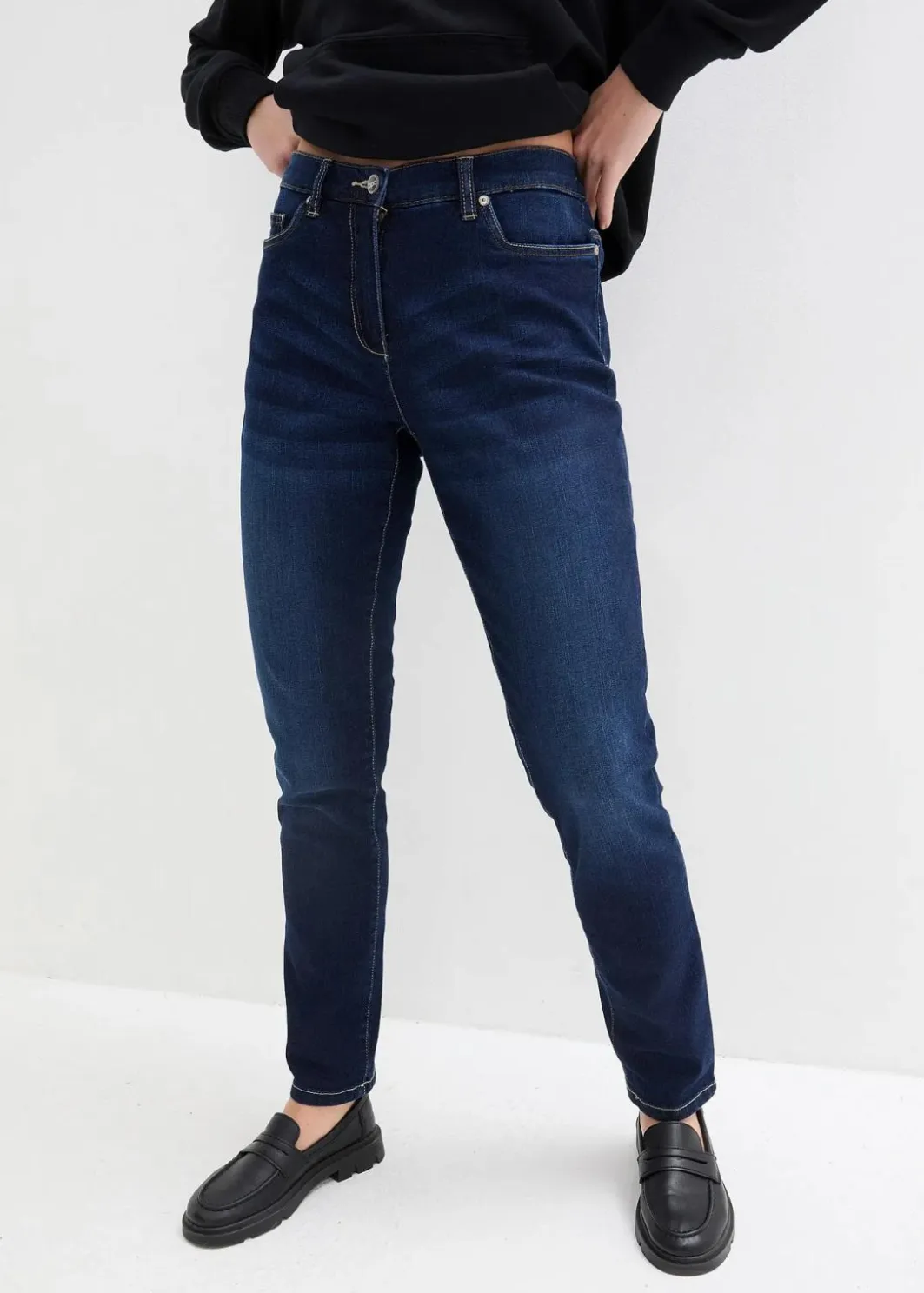 Boyfriend Jeans Mid Waist, Stretch Damen Jeans|Bekleidung·Shirts & Tops