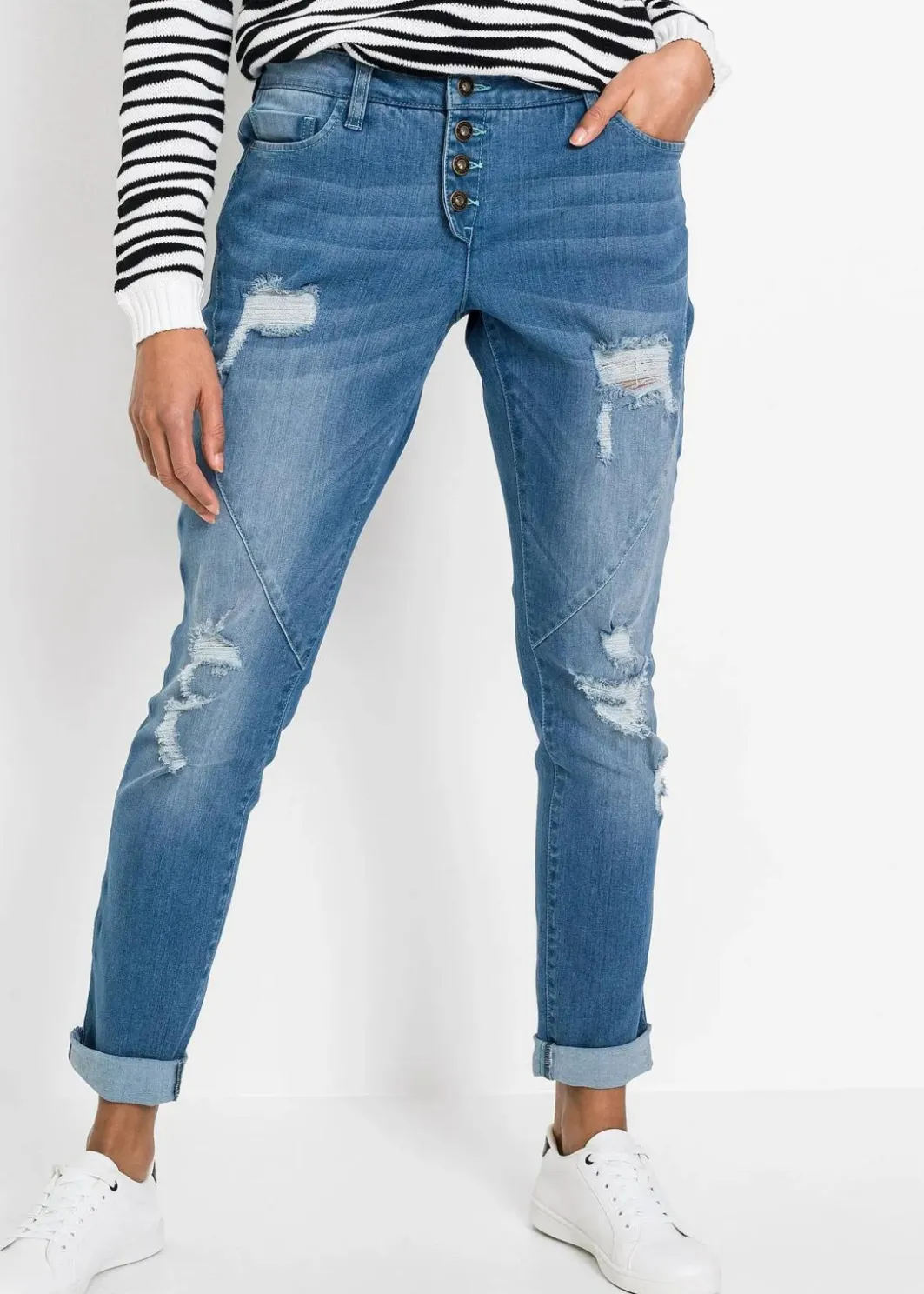 Damen bonprix Bekleidung·Shirts & Tops|Nachhaltigere Materialien|Boyfriend Jeans Mid Waist