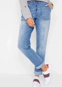 Discount Boyfriend-Jeans Mid Waist Komfort-Stretch Damen Bekleidung·Shirts & Tops|Jeans
