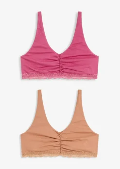Discount Bralette mit Baumwolle und Spitze (2er Pack) Damen Wäsche·Baumwollunterwäsche|Basics