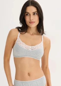Damen bonprix Wäsche·Baumwollunterwäsche|Wäsche·Bhs|Bralette ohne Bügel mit ​Baumwolle und Spitze