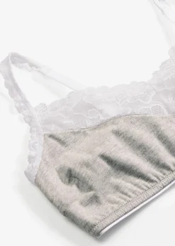 Damen bonprix Wäsche·Baumwollunterwäsche|Wäsche·Bhs|Bralette ohne Bügel mit ​Baumwolle und Spitze