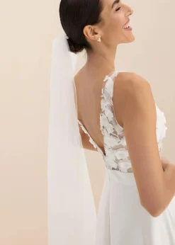 Best Brautkleid aus glänzendem Satin mit Blumen-Applikation Damen Bekleidung·Pullover & Strickjacken|Kleider