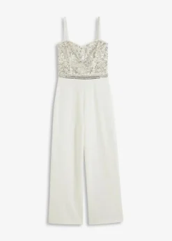 Braut-Overall aus strukturiertem Crepe mit Perlenstickerei Damen Jumpsuits