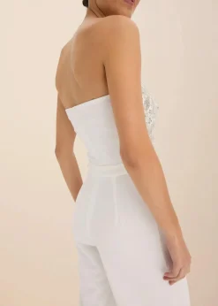 Braut-Overall aus strukturiertem Crepe mit Perlenstickerei Damen Jumpsuits