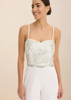 Braut-Overall aus strukturiertem Crepe mit Perlenstickerei Damen Jumpsuits