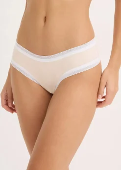 Hot Brazilslip gerippt mit Spitze (4er Pack) Damen Wäsche·Baumwollunterwäsche|Wäsche·Höschen