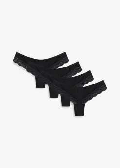Damen bonprix Wäsche·Baumwollunterwäsche|Wäsche·Höschen|Brazilslip mit Bio-Baumwolle (4er Pack)