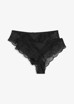 Damen bonprix Wäsche·Dessous|Wäsche·Höschen|Brazilslip mit zarter Spitze (2er Pack)