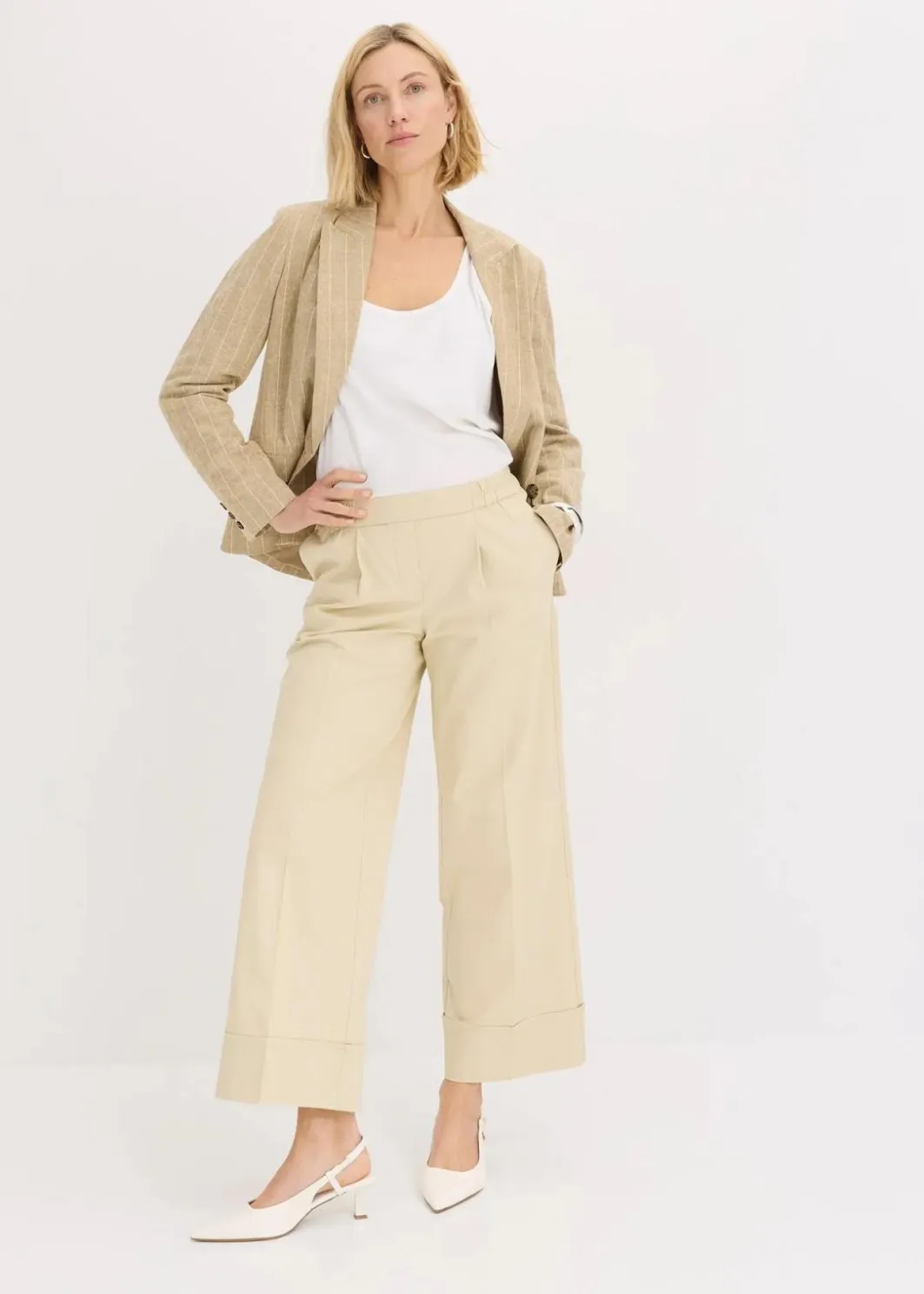 Damen bonprix Bekleidung·Kleider|Hosen|Bundfaltenhose aus Baumwollstretch