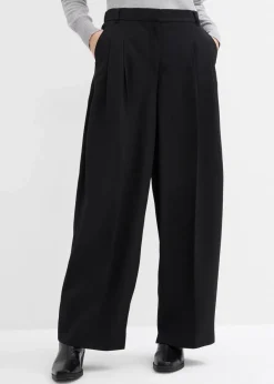 Damen bonprix Hosen|Bekleidung·Kleider|Bundfaltenhose mit Bequembund und Schlitz