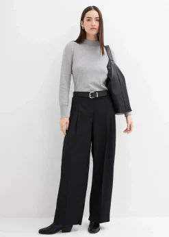 Damen bonprix Hosen|Bekleidung·Kleider|Bundfaltenhose mit Bequembund und Schlitz