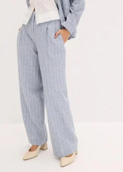 Damen bonprix Hosen|Bekleidung·Kleider|Bundfaltenhose mit Leinenanteil