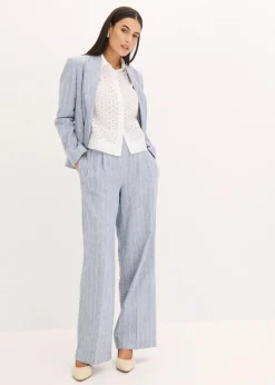 Damen bonprix Hosen|Bekleidung·Kleider|Bundfaltenhose mit Leinenanteil